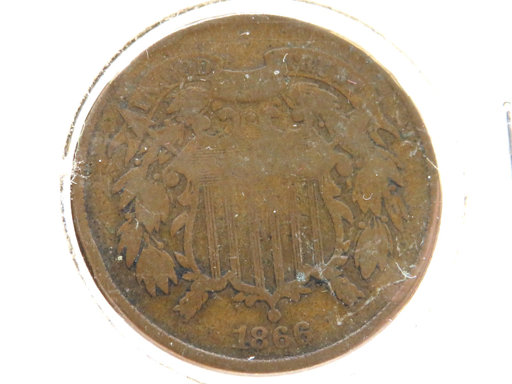 UNITED STATES 1866 TWO CENT PIECE - GOOD CONDITION *