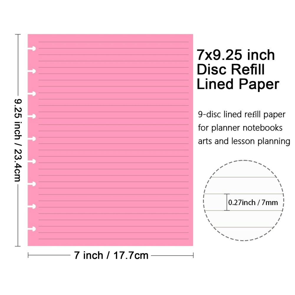 9 Disc Lined Refills for Happy Planner, 110 Gsm Color 100 Sheets,