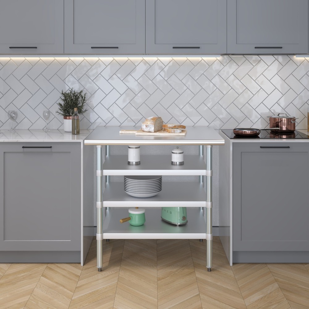 30 in. x 36 in. Stainless Steel Table With Three Undershelves
