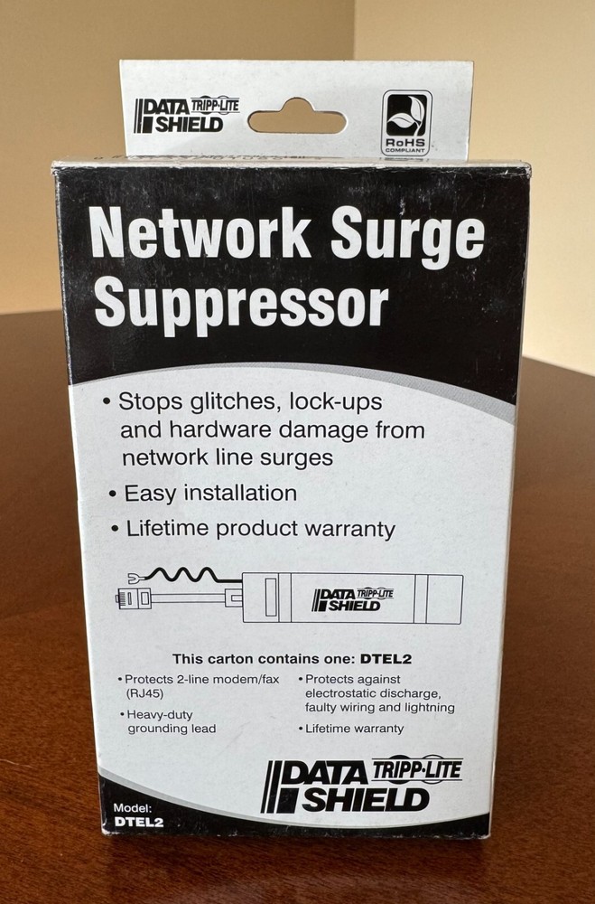 Tripp-Lite Data Shield Network Surge Suppressor, Model: DTEL2, brand new