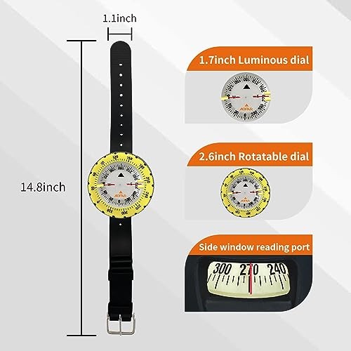Dive Compass AF-Q60A Waterproof, Durable, Compact. Wrist Strap Type Compass