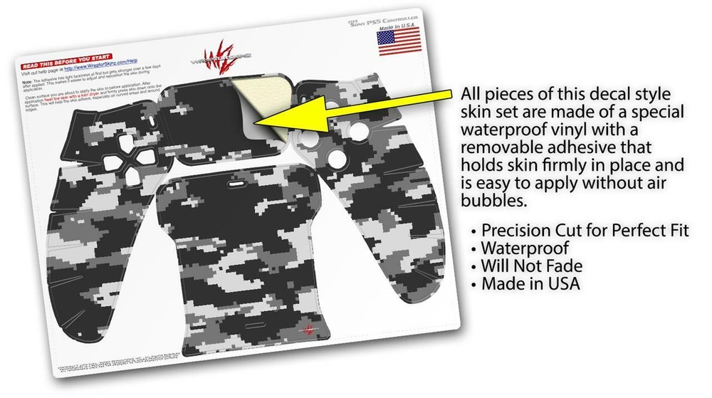 Skin Sony PS5 Controller WraptorCamo Digital Camo Gray