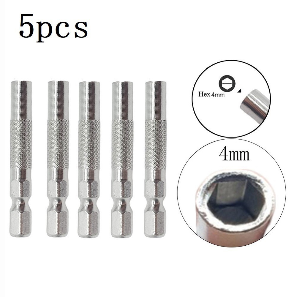 Silver 6.35mm 1/4\" Insert Bit Adapter 5PCS Hex 6.35mm Electric Screwdriver