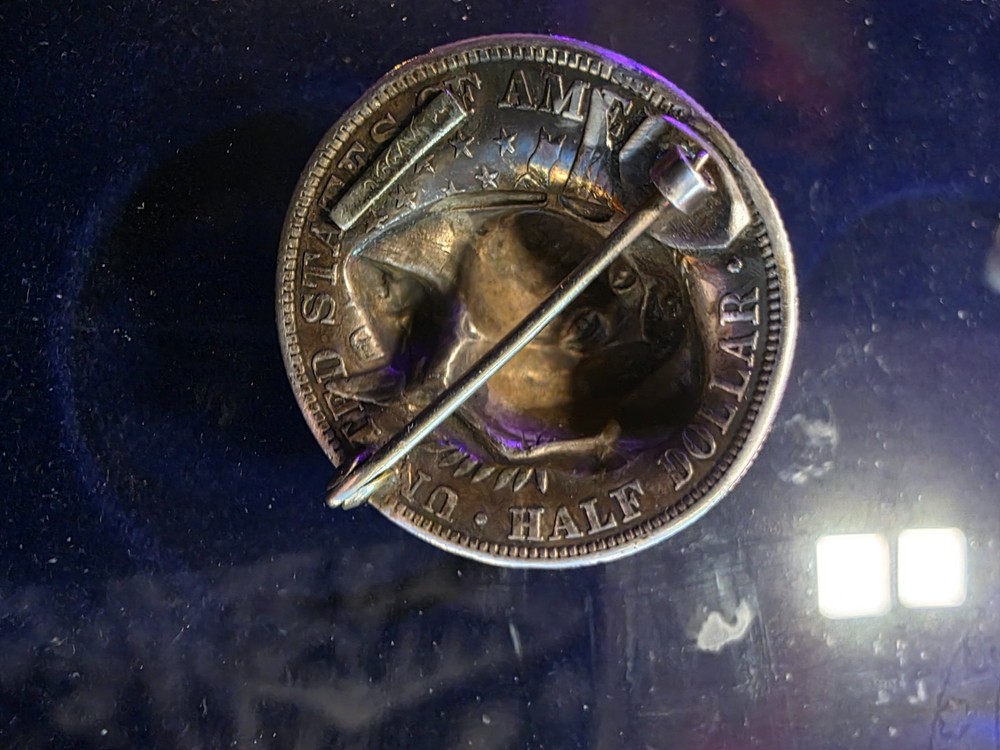 VERY RARE 1908 Barber Half Dollar Repousse' pin