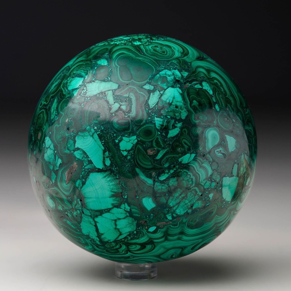 Hand-Polished Solid 3.5" Diameter Malachite Sphere // Ver. V
