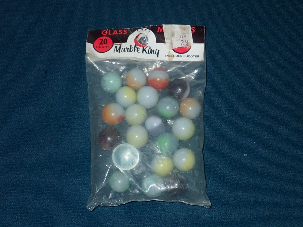 Vintage Marble King 20 Pack Marbles, Includes Shooter