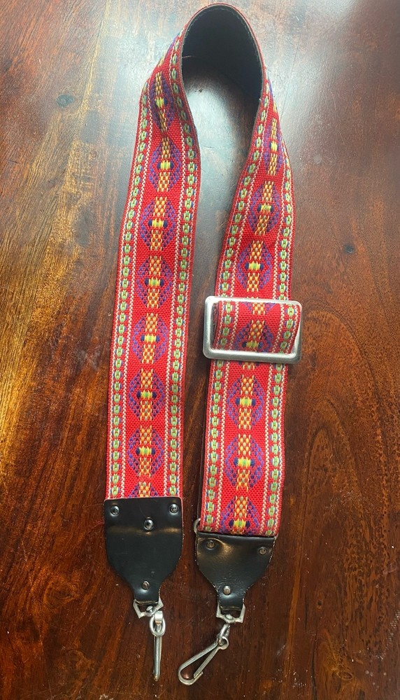 VINTAGE Woven Camera Strap Southwest Pattern Leather Ends Adjustable, 70’s- 80’s
