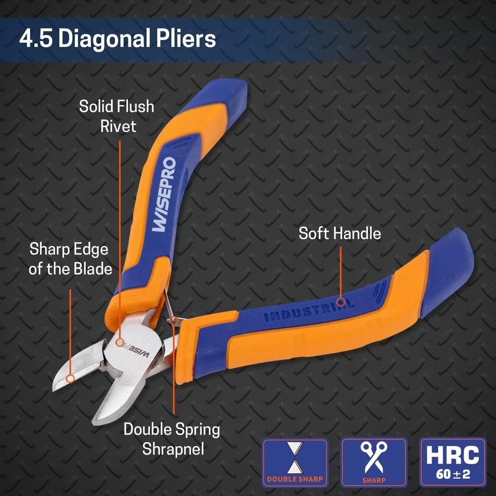 Mini Diagonal Pliers, 4.5 Inch Micro Wire Flush Cutters, Precision Side Cutti...