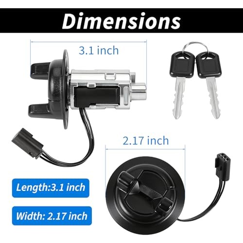 924-726 Ignition Switch Lock Cylinder with 2 Keys Compatible with 2000-2005