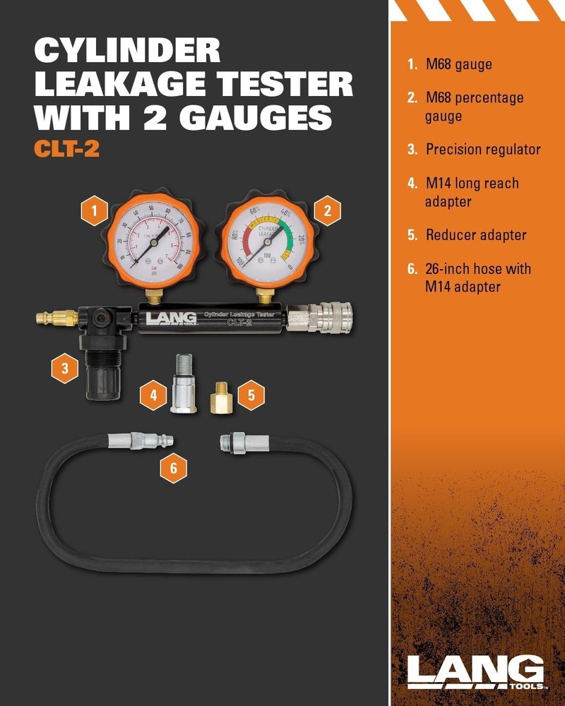 Cylinder Compression Tester Kit with Long Adapter and Pressure Control