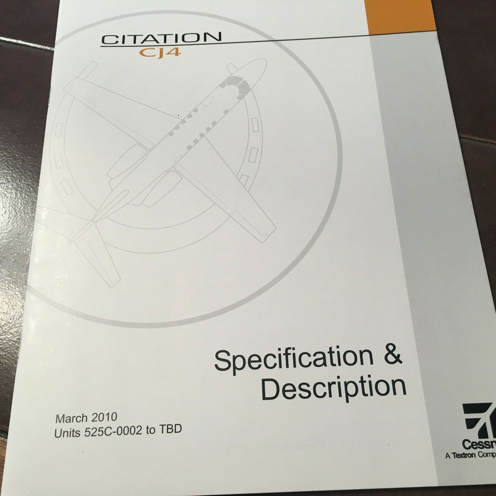 Original Cessna Citation CJ4 Specification & Description Brochure, 27page