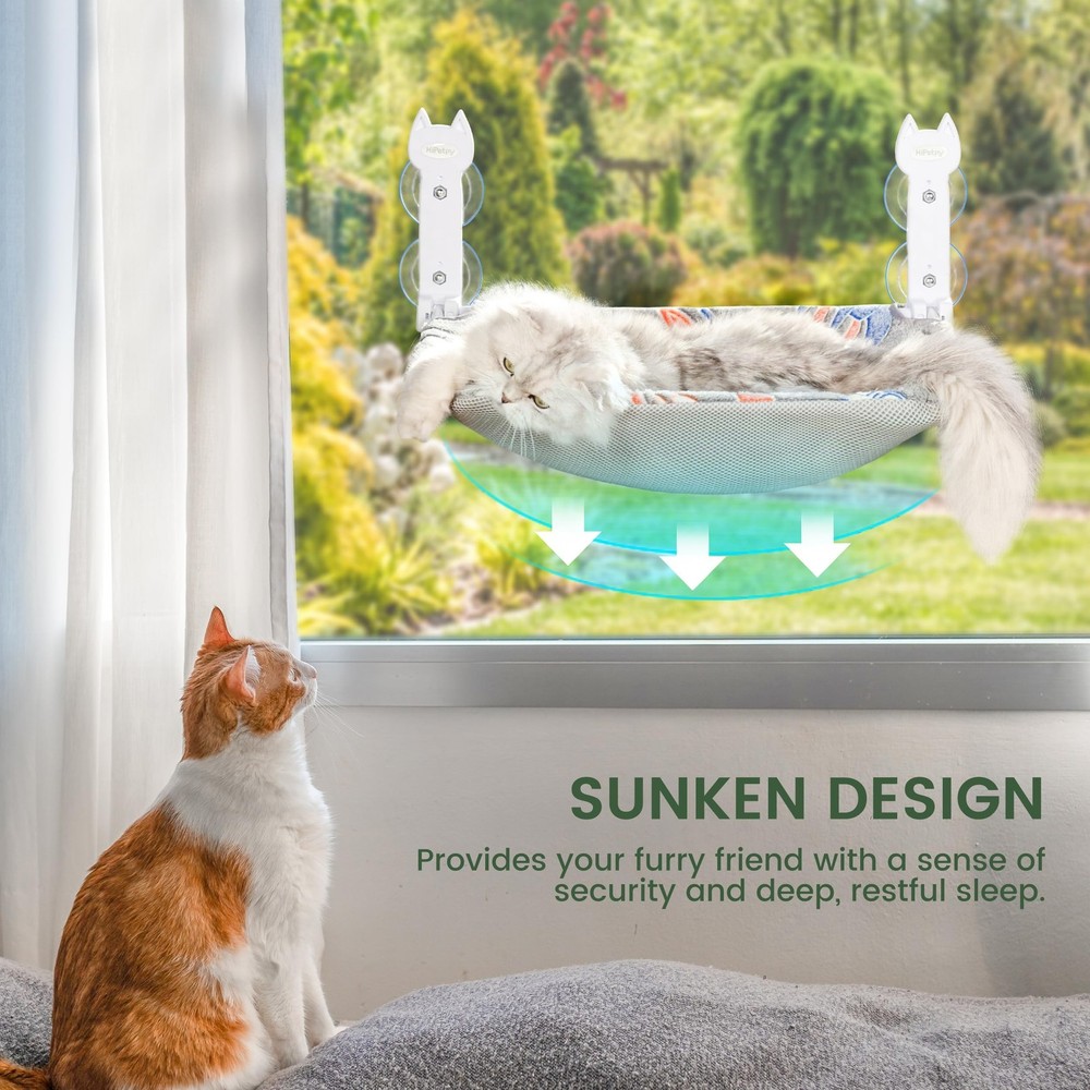 2 Pack Cat Window Perch, Glow in The Dark Foldable Cat Hammock with Sunken De...