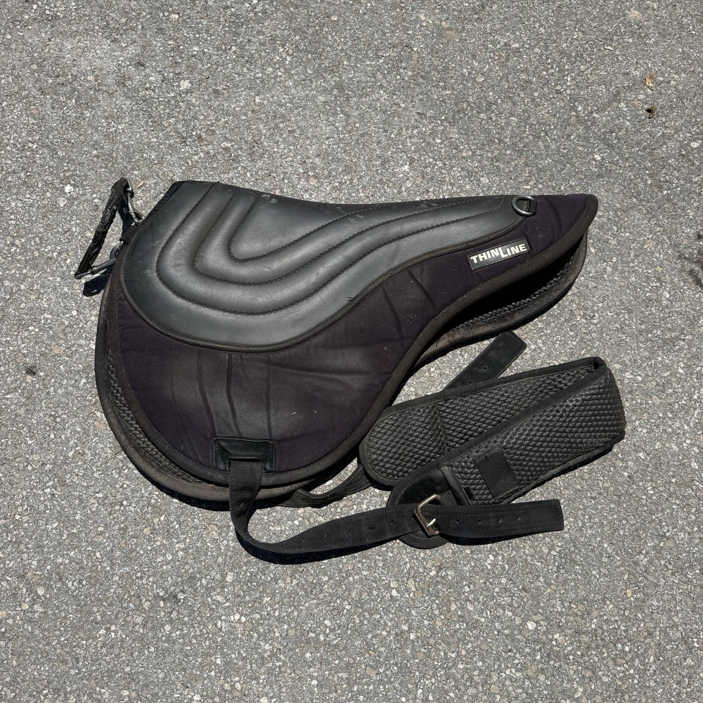 Horse Size Black ThinLine Horseback Riding Bareback Pad