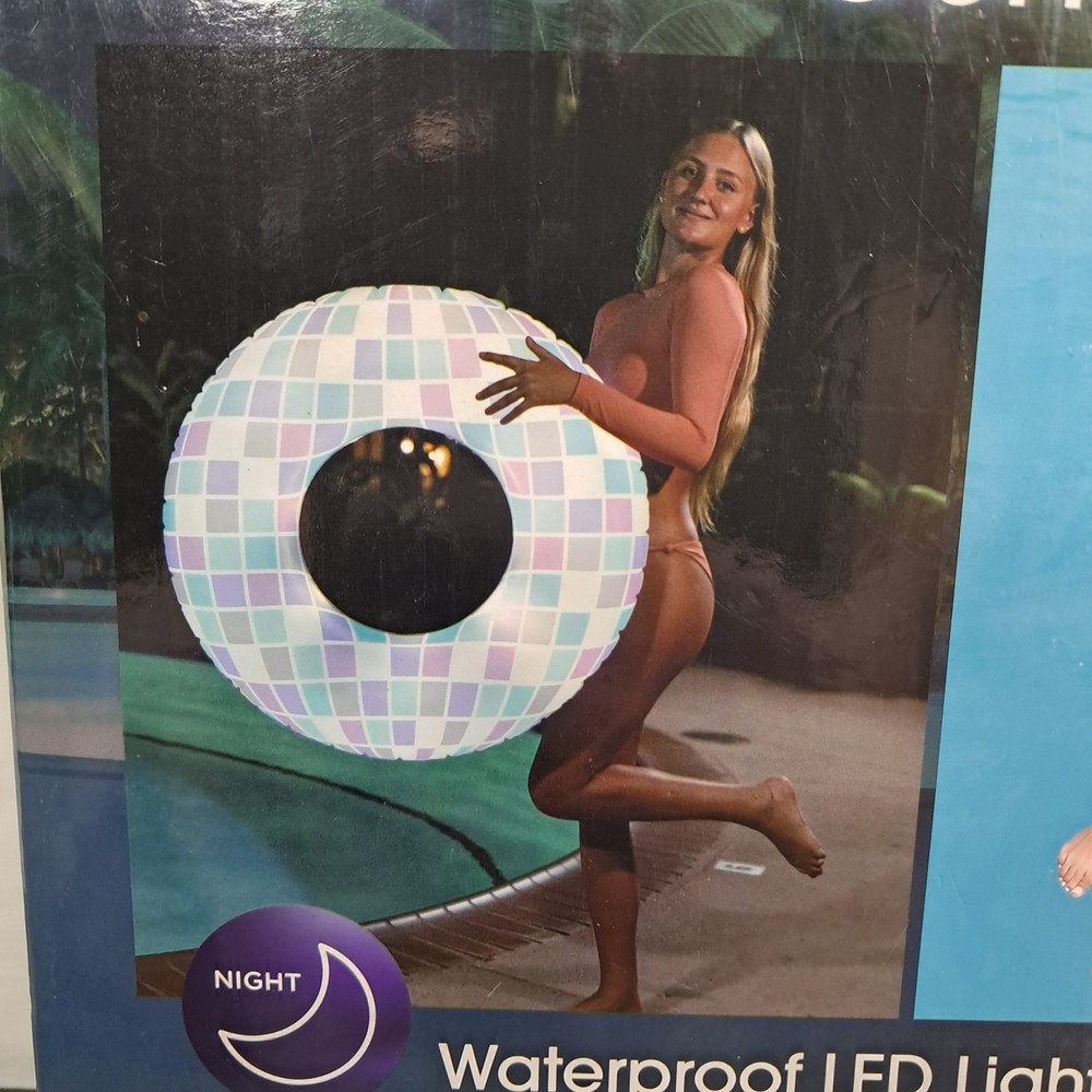Pool Candy Illuminated LED LIGHT UP 36” Disco Pool Inner Tube 3 Light Modes New