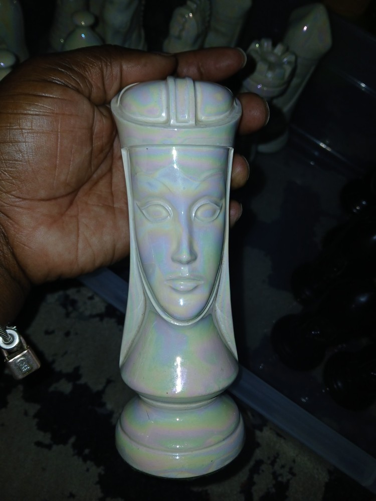 32pcs Vintage Chess Piece WHITE Glazed Duncan Ceramic