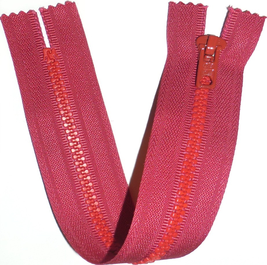 ZIP 10"/25CM, MAROON/WINE CHUNKY TEETH, PLASTIC, CLOSED END, NUMB 5