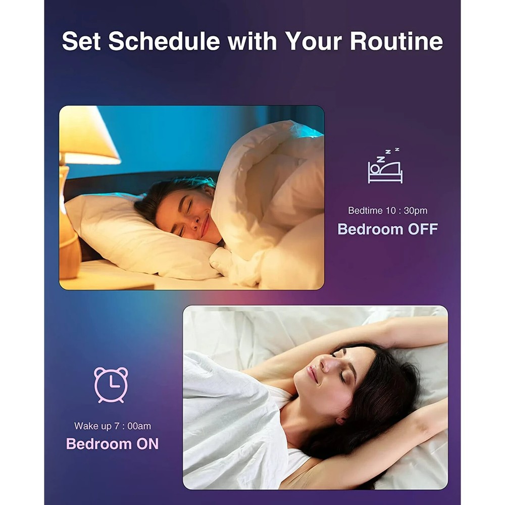 2 Pack WiFi Smart LED Bulbs Multicolor 9W(60W) 800 lm E26 Google Home/Alexa