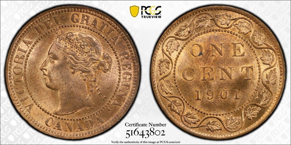 1901 Canada Large Cent - PCGS GEM Uncirculated MS 65 RB