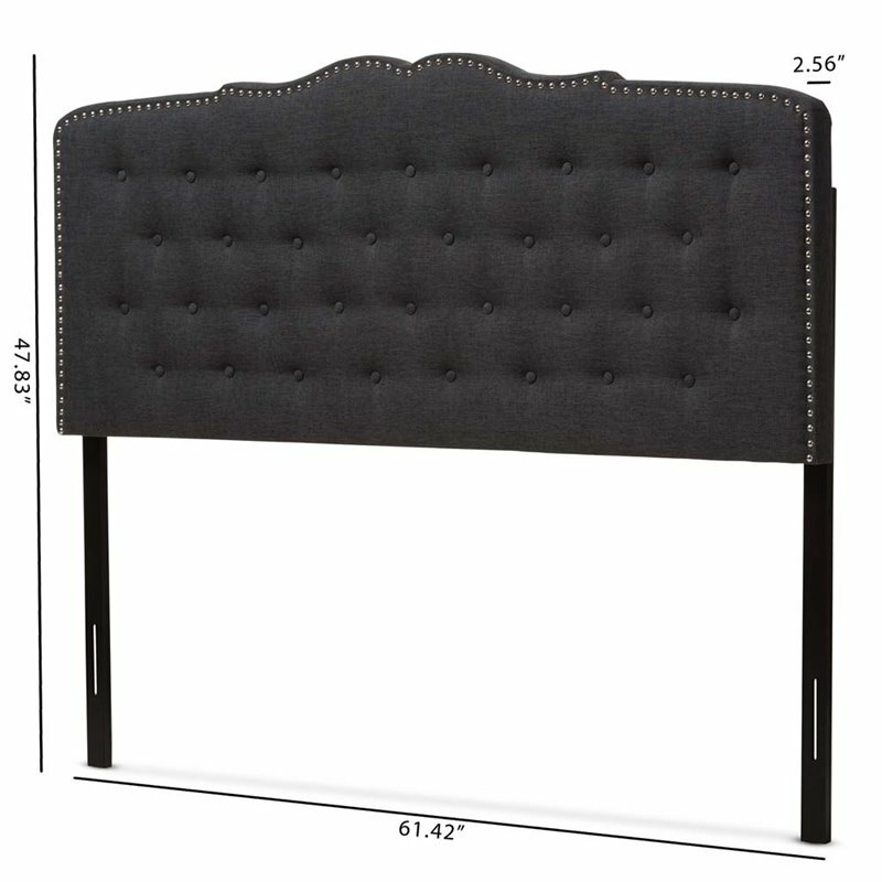 Baxton Studio Lucy Fabric Tufted King Headboard in Dark Gray