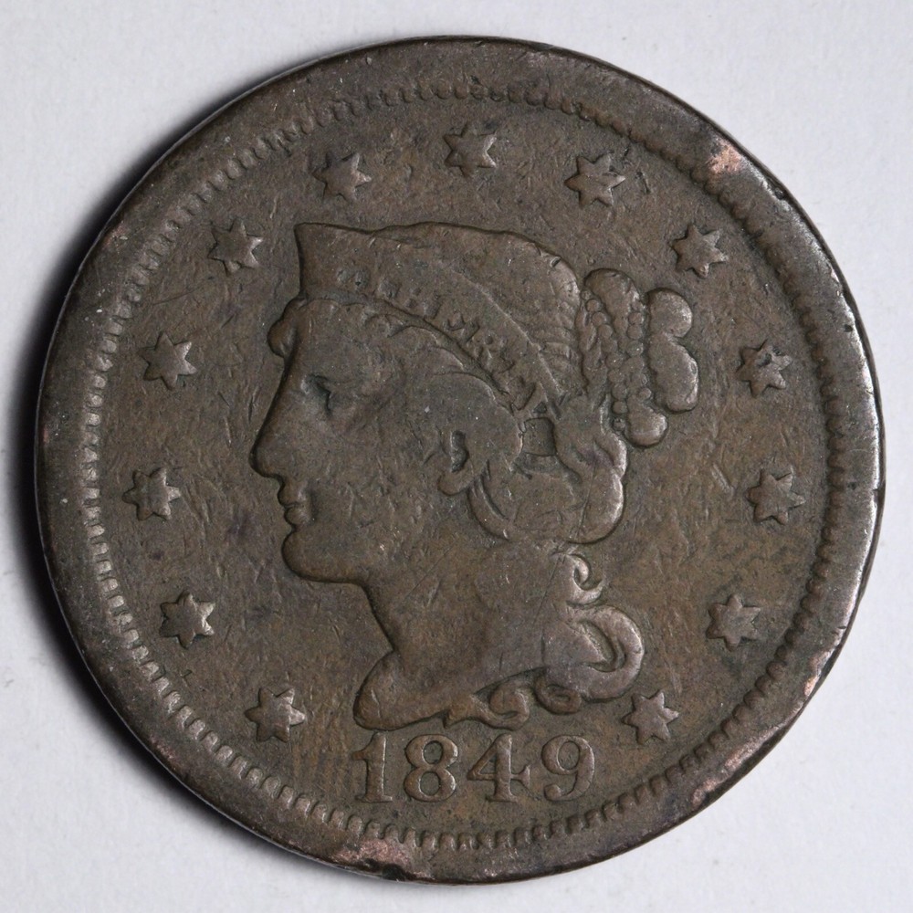 1849 Braided Hair Large Cent FINE E108 WUCO