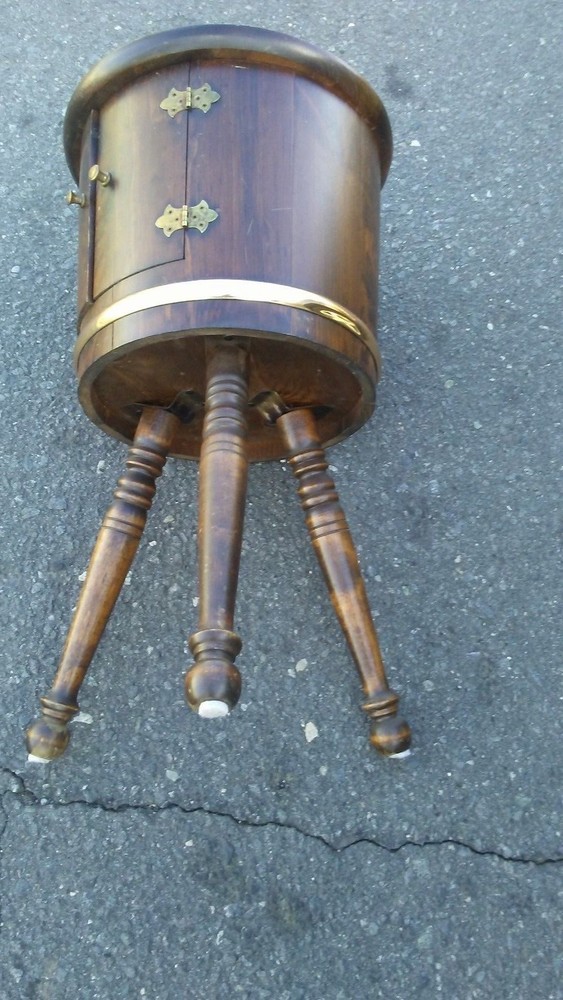 Hand Made wooden Round Table Lamp Coffee With Storage  25" Tall