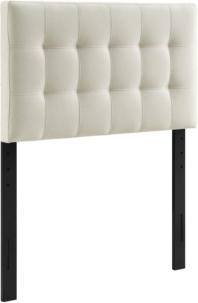 Ivory Tufted Linen Twin Headboard - Elegant Upholstered Design