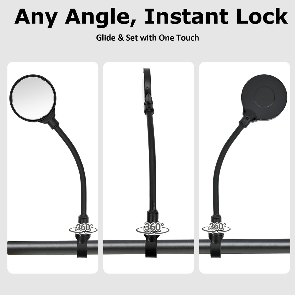 2PCS Mobility Scooter Rear View Mirrors, Adjustable 360° Rotating Electric Sc...