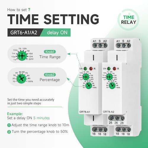 Adjustable Delay On Timer Relay 10A, Smart Electronic Timer for Din Rail, 0.1s-1