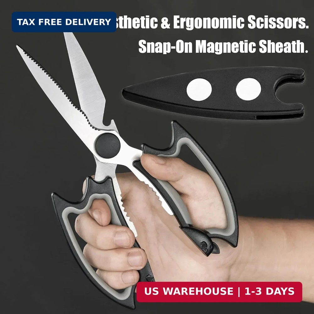 OMDAR Kitchen Scissors All Purpose 2 Pack - Halloween Goth Cute Kitchen Shears -