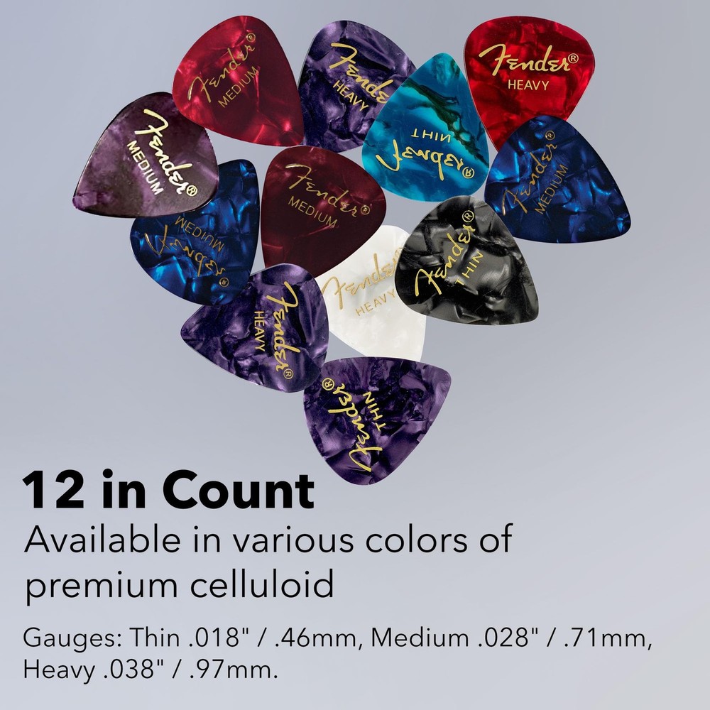 Fender Premium Picks Sampler - 12 Pack (Thin, Medium, Heavy Gauges)