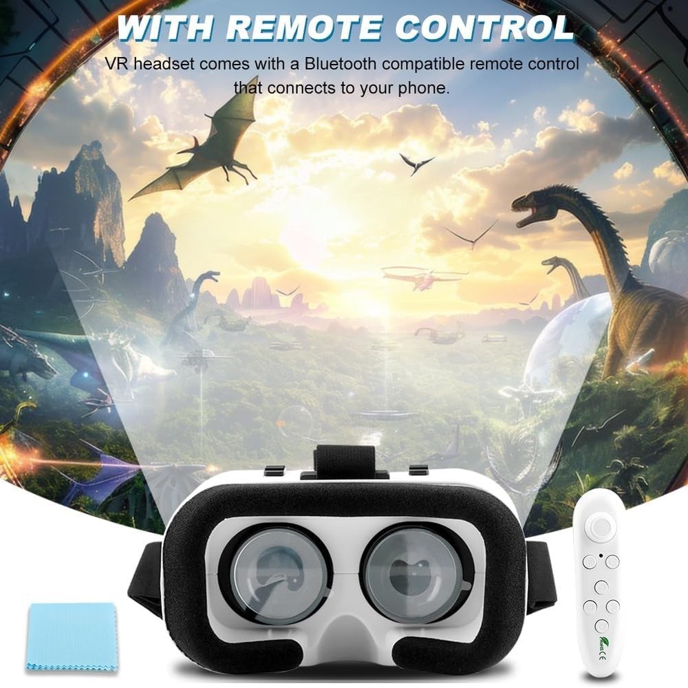 V5 VR Headset: 3D Glasses for Mobile, Bluetooth Remote & Adjustable Distance