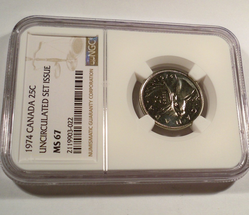 1974 CANADA 25c NGC MS 67 QUARTER BRIGHT WHITE