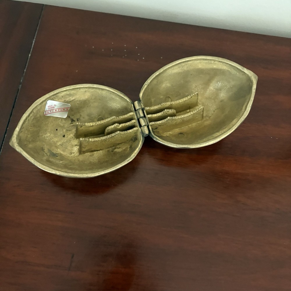 Brass Vintage Walnut Shaped Nutcracker - Interpur - Hinged