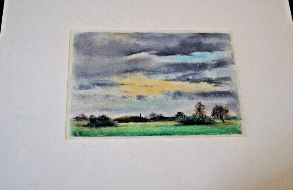 :FRANZ EHMKE *1928 -2018 BERLIN PASTEL DUSK FIELDS IN BLANKENFELDE