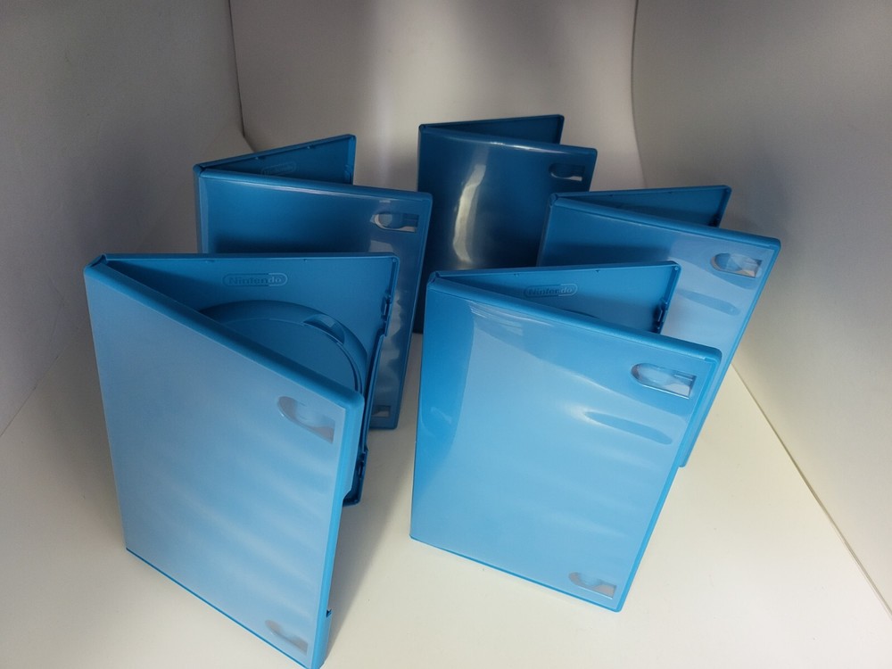 SIX NEW Genuine Original Nintendo Wii U Blue Empty Replacement Video Game Case