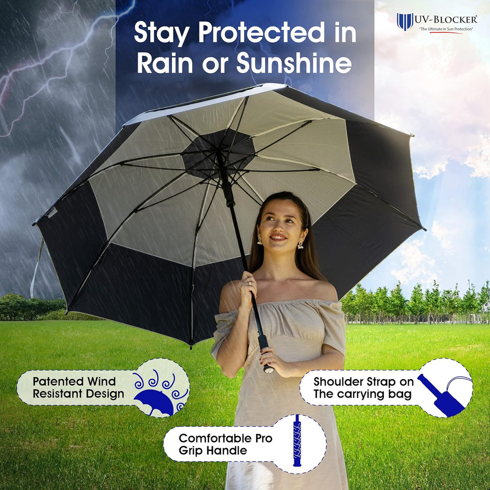 - UV Sun Protection Golf Umbrella - Large Sun Blocking Umbrella - Windproof - Au