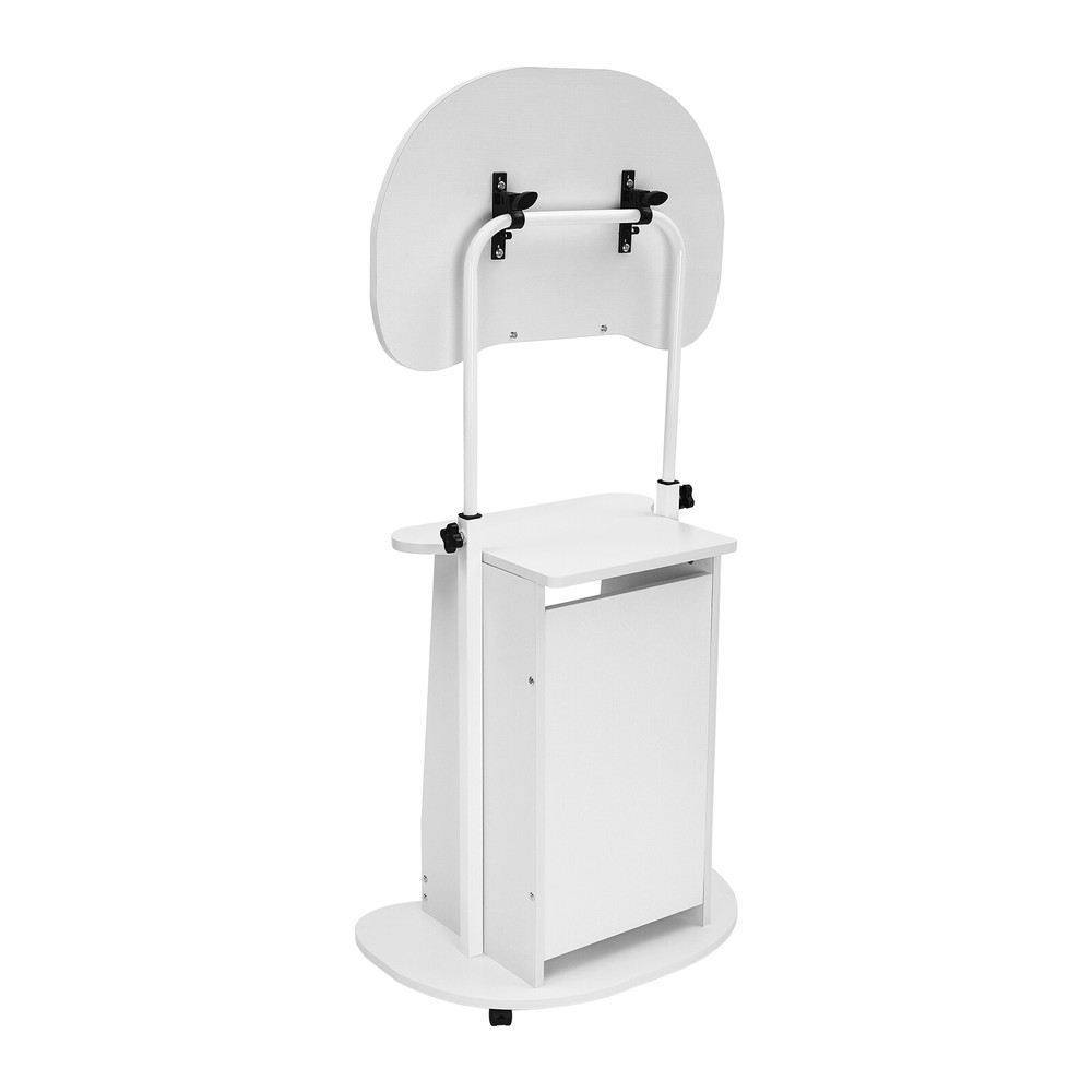 Rolling Lectern Podium Presentation Stand Church Pulpit w/ Storage Compartment