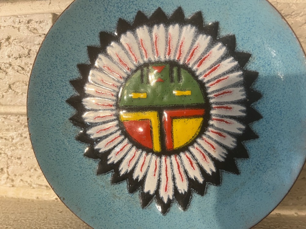ANNEMARIE DAVIDSON Marked ENAMEL ON COPPER DISH 6"