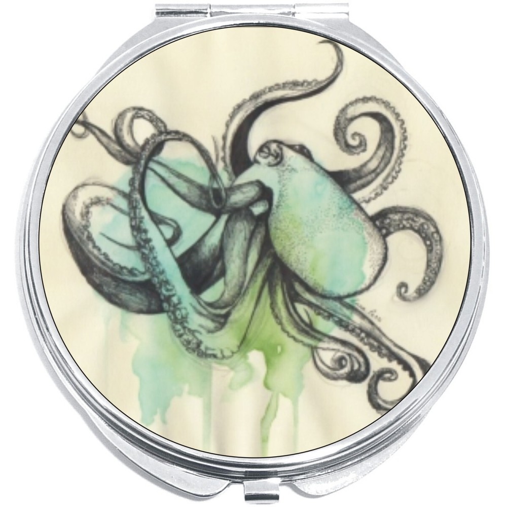 Blue Green Octopus Compact with Mirrors - Perfect for your Pocket or Purse