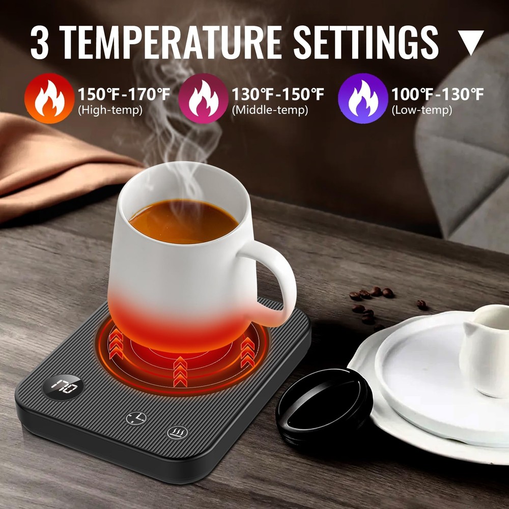 Mug Warmer,3-Temp Settings Coffee Warmer,Automatic Shut Off Black, Black