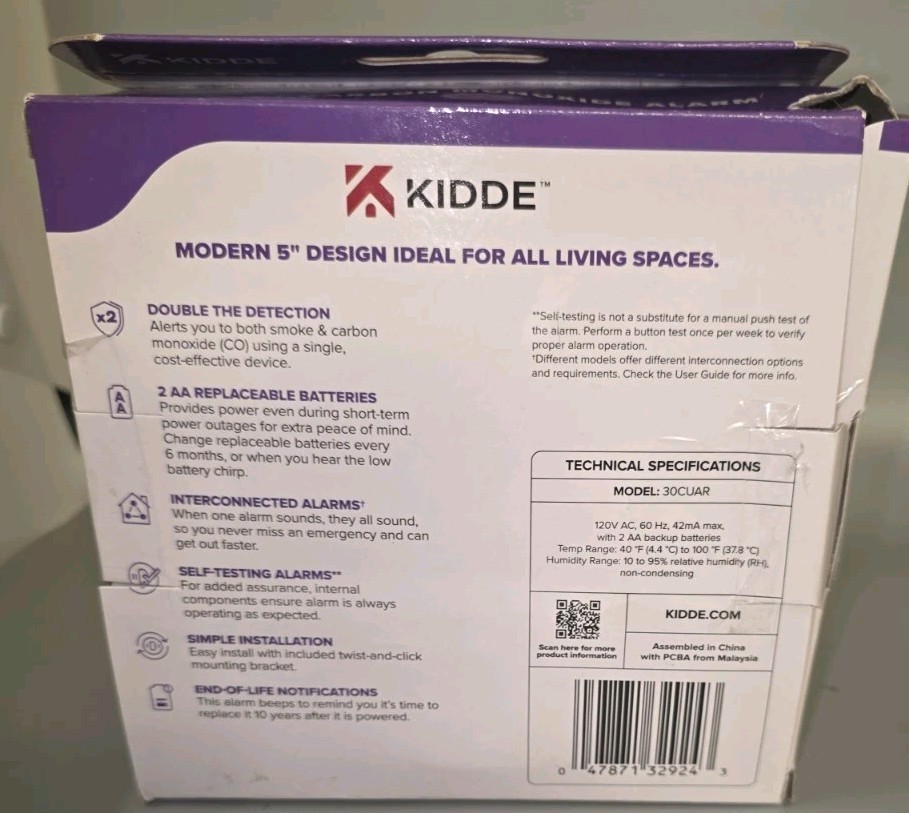 Kidde 30CUAR Detect Smoke +Carbon Monoxide Alarm