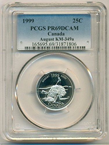 Canada Silver 1999 25 Cents August KM-349a PR69 DCAM PCGS
