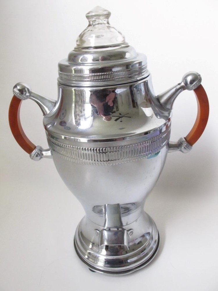 Art Deco Continental Silver Co. Coffee Percolator Urn Samovar Bakelite Handles
