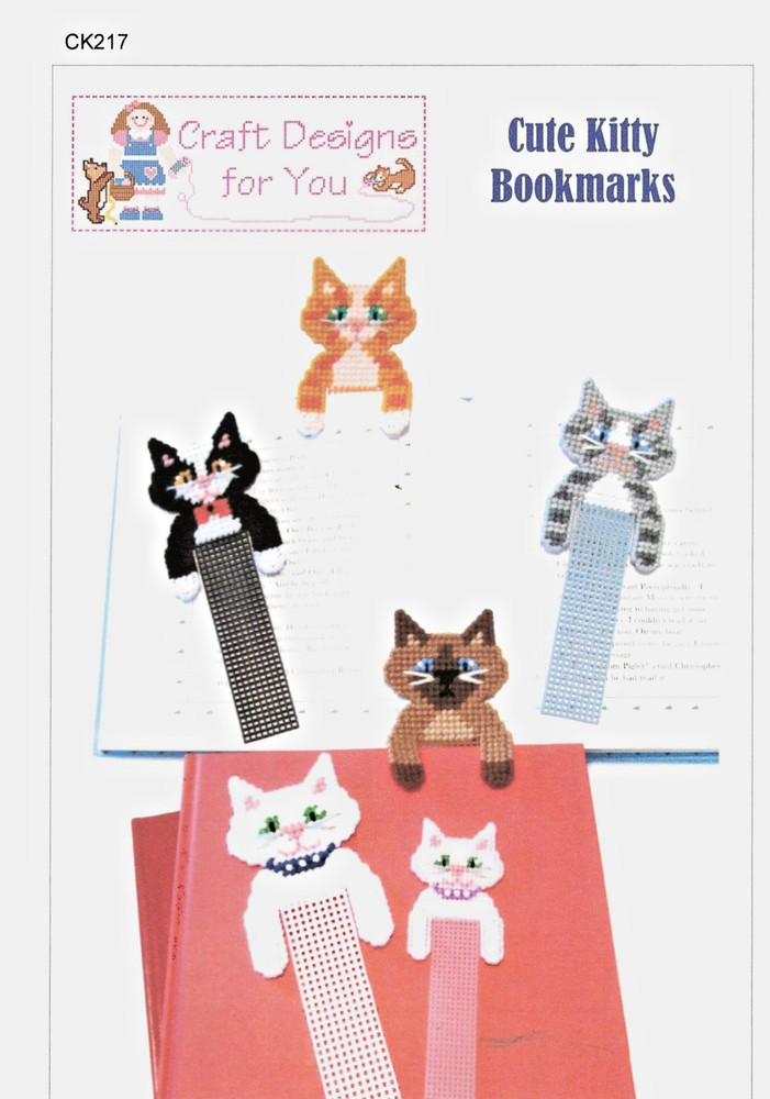 Cutte Kitty Bookmarks Plastic Canvas Craft Pattern by Craft Designs for You