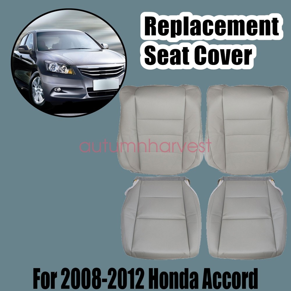 For 2008-2012 Honda Accord Driver & Passenger Bottom & Upper Seat Cover Gray