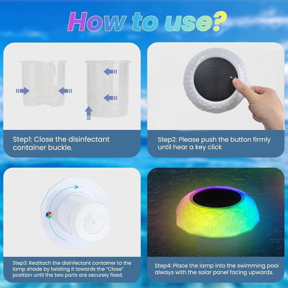 Large Solar Pool Chlorine Dispenser with Color Lights Adjustable Release for ...