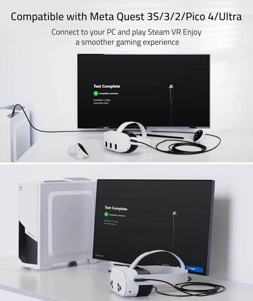 Link Cable 33 FT with Signal Booster Compatible with Meta/Oculus Quest 3, Quest2