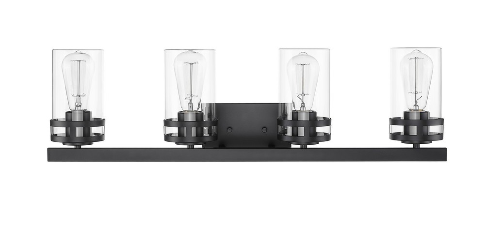 Matte Black Four Light Vanity from the Lunden Collection