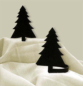 Wrought Iron Pine Tree - Curtain Tie Backs pair 5" Made in USA