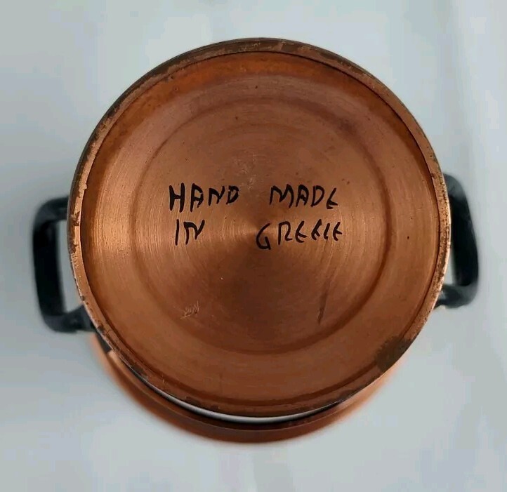 Hand painted Copper Double Handle Vase Hand Made In Greece.